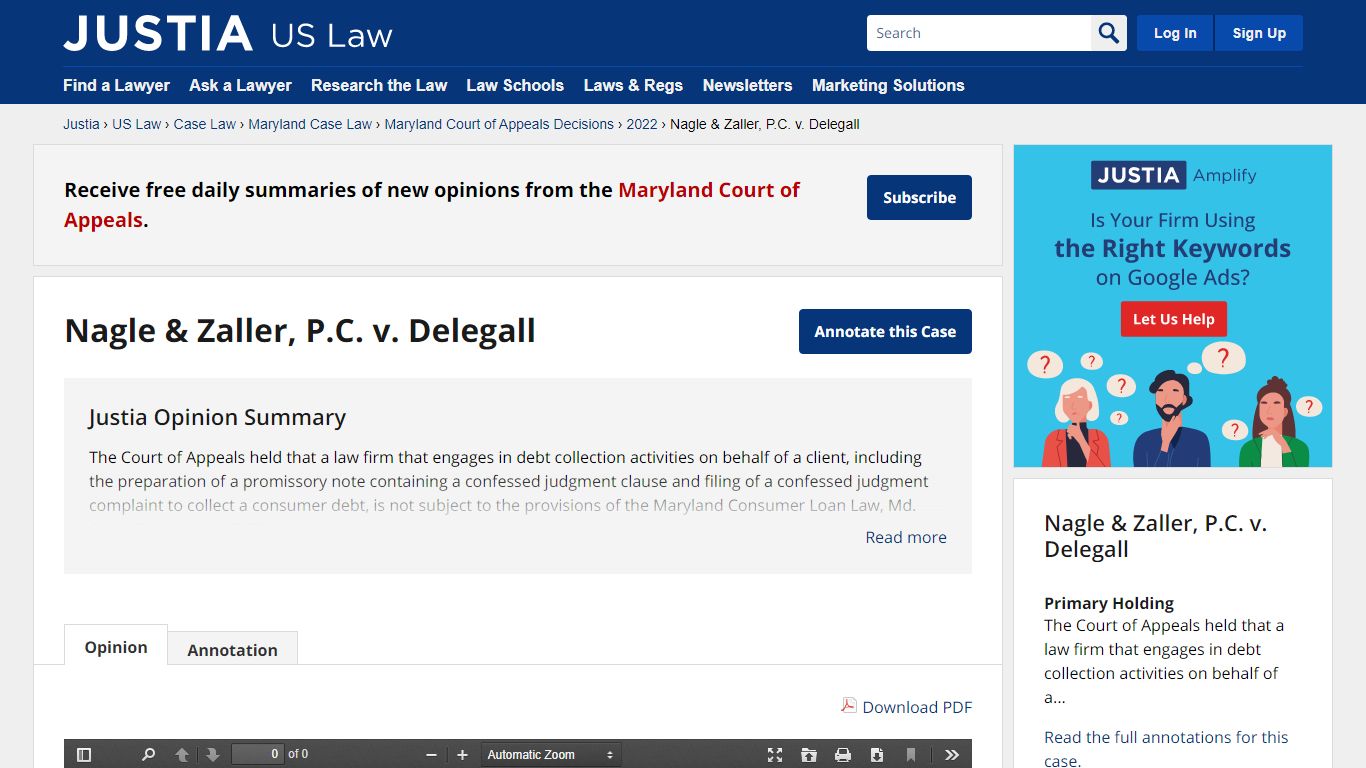 Nagle & Zaller, P.C. v. Delegall :: 2022 :: Maryland Court of Appeals ...